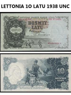 LETTONIA 1 BANCONOTA DA 10 LATU 1939 UNC