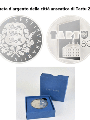 8 EURO 2024 ESTONIA ARGENTO CITTA' ANSEATICA DI TARTU 2024 FDC UNC