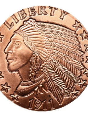 RAME 1 MONETA DA 1 ONCIA FDC DI RAME INCUSE INDIAN 1911 FDC