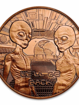 RAME 1 ONCIA DI RAME FINE 999 AREA 51 ALIENS WE'LL BE BACK - FDC