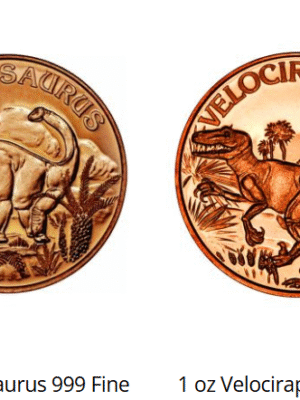 4 ONCE DI RAME FINE - SERIE DINOSAURI - 4 OZ RAME 999