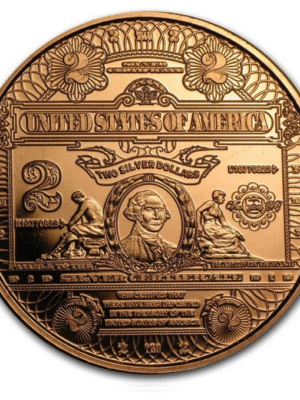 RAME FINE 1 ONCIA BANCONOTA GEORGE WASHINGTON 2 DOLLAR FDC