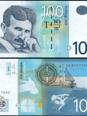 SERBIA 1 BANCONOTA DA 100 DINARI 2012 FDS UNC NICOLA TESLA