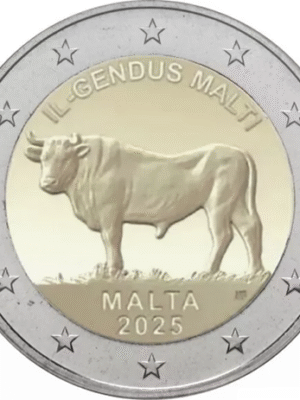 2 EURO MALTA 2025 BUE MALTESE 1 MONETA FDC SFUSA