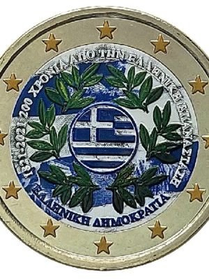 2 EURO COLORATA GRECIA 2021 RIVOLUZIONE