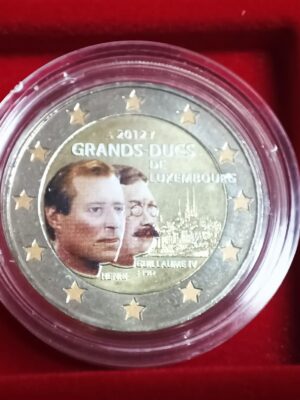 2 EURO COLORATA LUSSEMBURGO 2012 MORTE DI GUGLIELMO FDC