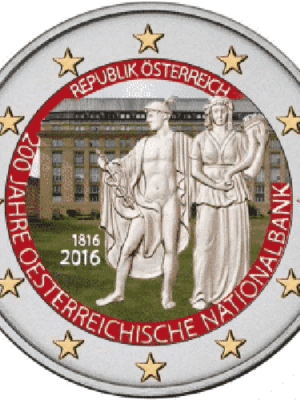 2 EURO COLORATA AUSTRIA 2016 200° BANCA AUSTRIACA