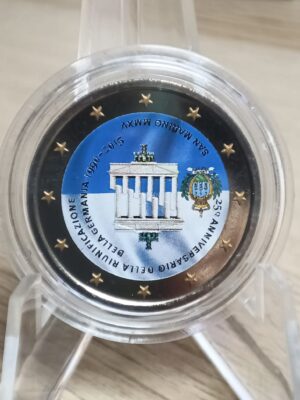 2 EURO COLORATA SAN MARINO 2015 RIUNIFICAZIONE GERMANIA FDC