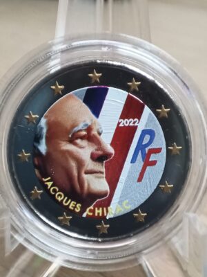2 EURO COLORATA FRANCIA 2022 JACQUES CHIRAC FDC