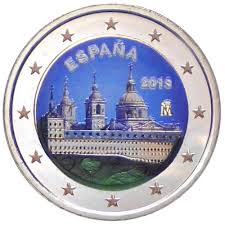 2 EURO COLORATA SPAGNA 2013 ESCORIAL FDC