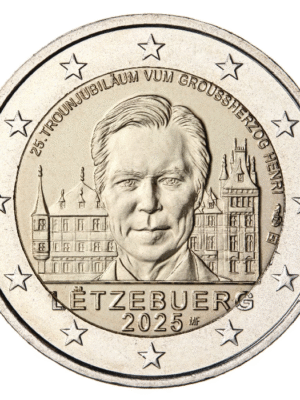 2 EURO 2025 LUSSEMBURGO 25° DELL'ASCESA AL TRONO DEL GRANDUCA ENRICO FDC