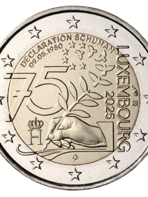 2 EURO LUSSEMBURGO 2025 75° anniversario dichiarazione Schuman