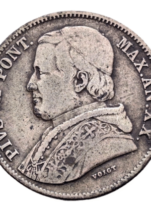 STATO PONTIFICIO Roma 20 baiocchi 1865 ARGENTO Papa Pio IX