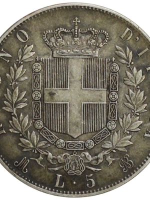 1874 REGNO ITALIA SCUDO LIRE 5 VITTORIO EMANUELE II MILANO ARGENTO